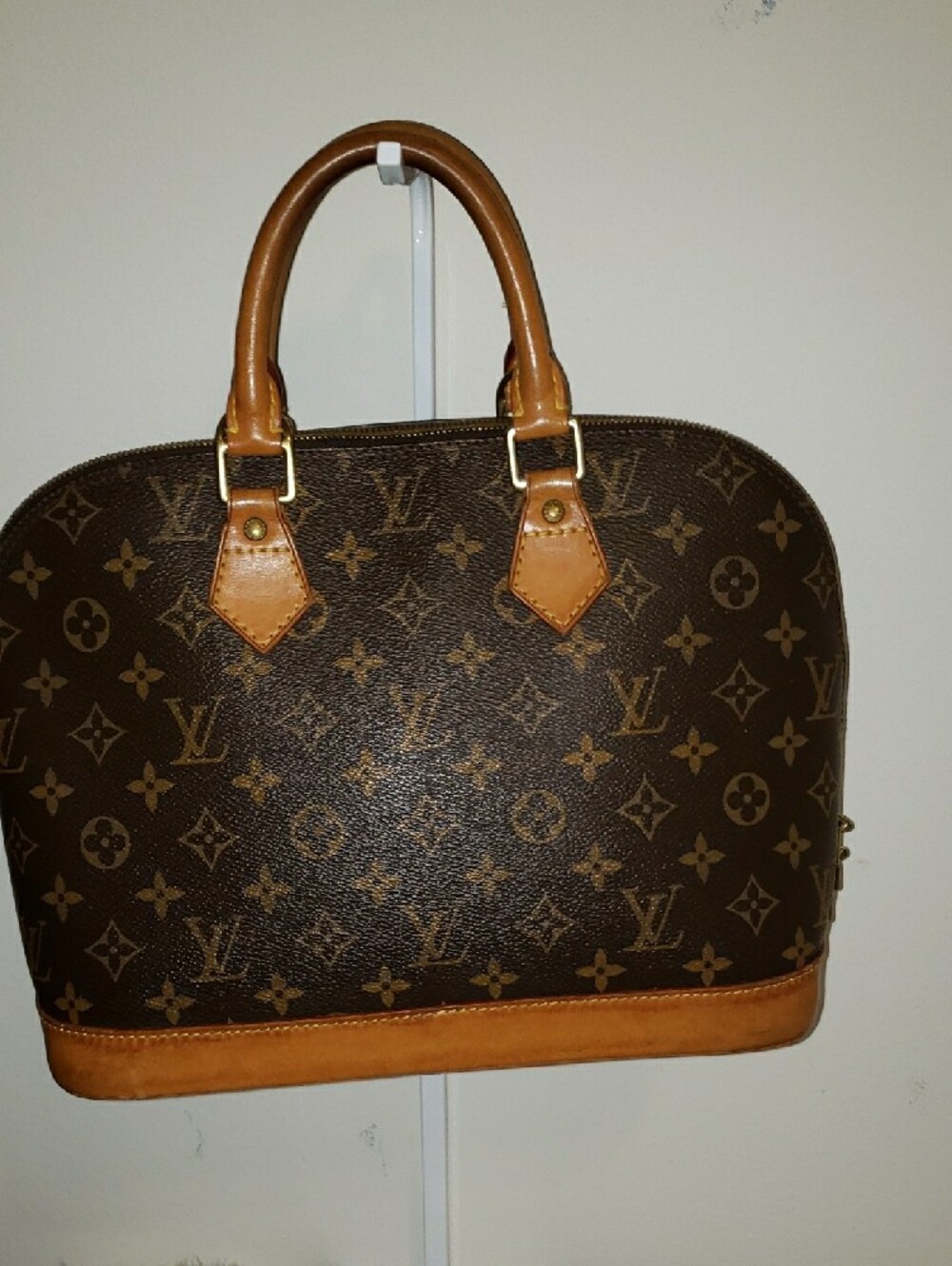 Louis Vuitton Monogram Canvas Alma Satchel in Brown and Tan - Picture 6 of 15